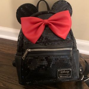 Loungefly black sequin Minnie Mouse backpack